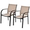 Patio Bistro Armchairs 2 Pack Stackable Steel Outdoor Brown Black
